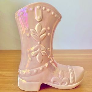 Brand New! Ceramic Cowgirl boot candle